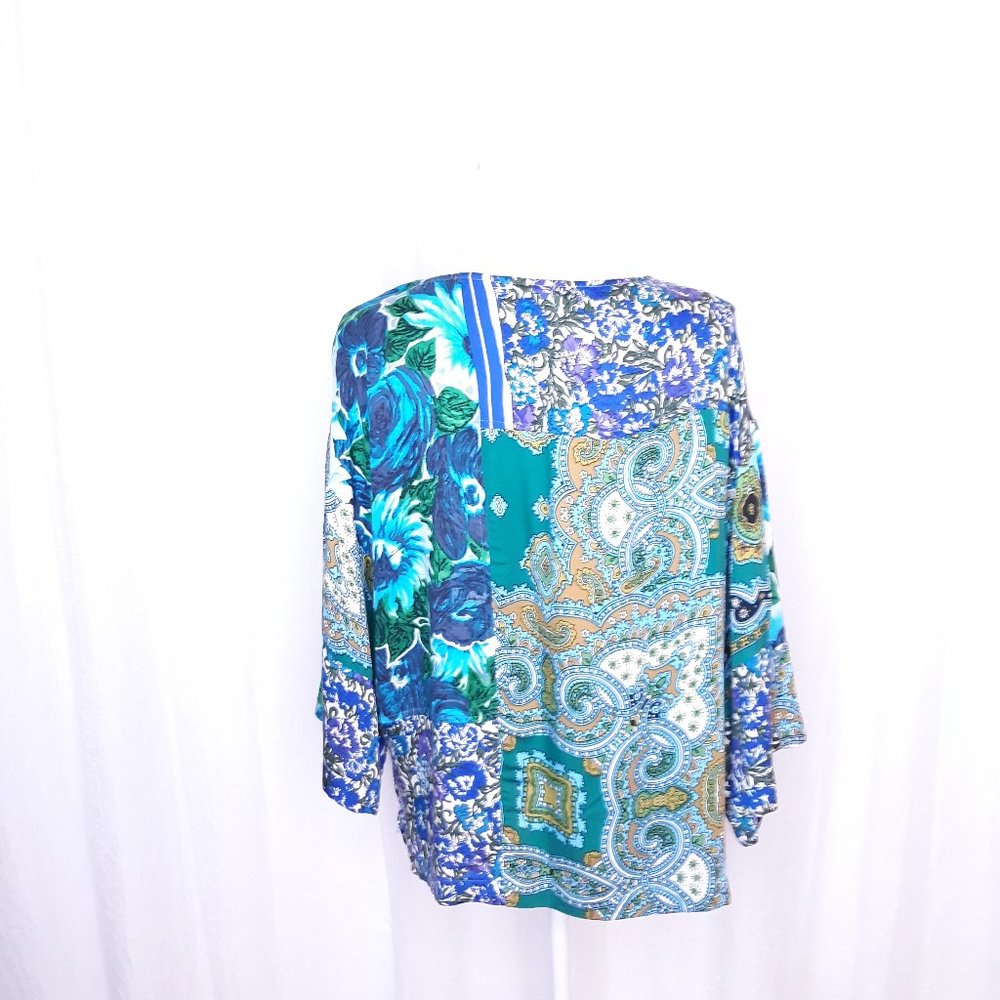 Tiny Ellery Blue Patchwork Blouse Flaw - image 6